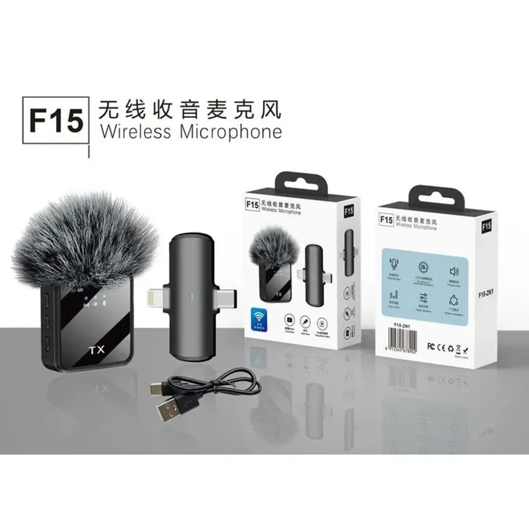 F15-2 Dual Noise Cancelling Wireless Microphone (2 Transmitters + 1 Receiver)